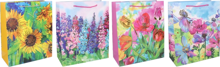Kinkepaberist kott M 26 × 32 × 10 cm – lillemotiivid