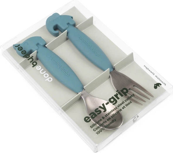 Done by Deer kids cutlery set Easy-grip Deer friends blue