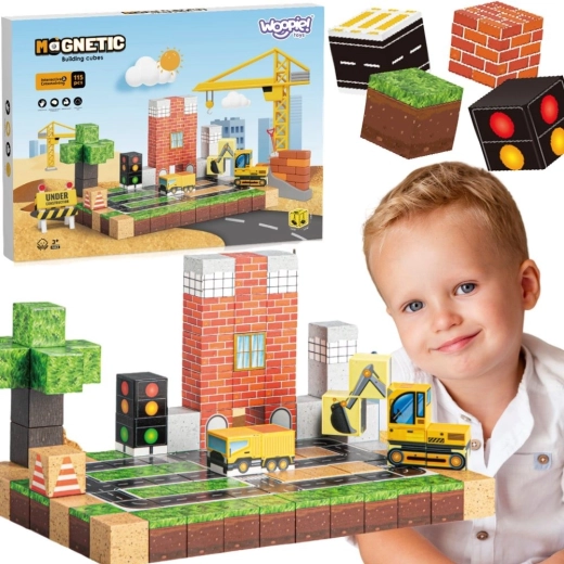 Woopie magnetilised konstruktsiooniklotsid – ehitusplats 115 osaga