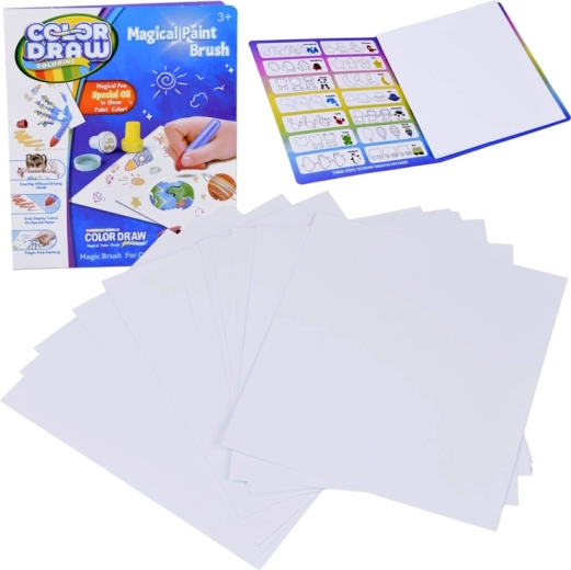 COLOR DRAW maagilise joonistamise paber – 18 lehega täitekomplekt LED-pintsliga kasutamiseks