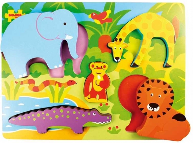 Puidust sissepandav pusle Safari BIGJIGS TOYS