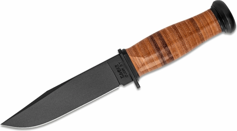 Taktikaline nuga KA-BAR Mark 1, 12,8 cm, must, nahast käepide, nahast tupp