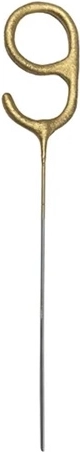 Cold sparkler number 9 gold 15 cm - 1 piece