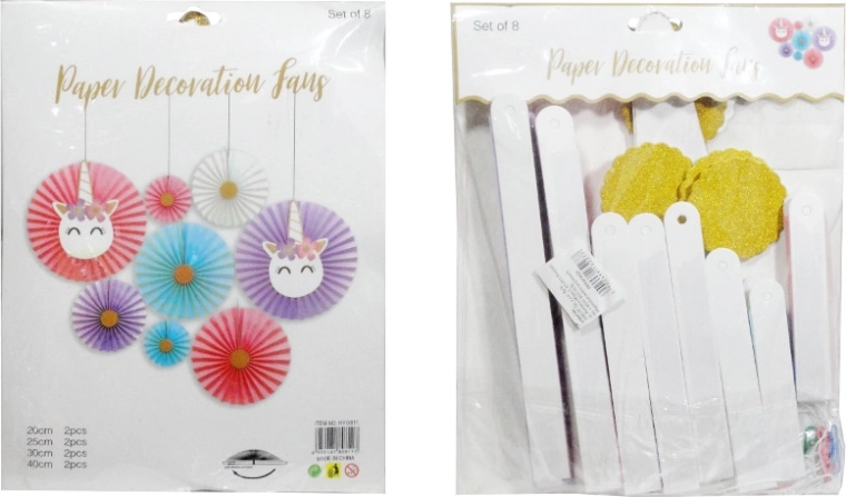 Sünnipäevadekoratsioon – 8 värvilise roseti komplekt