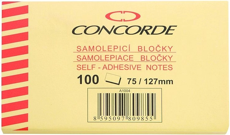 Self-adhesive notepad yellow 75 × 127 mm, 100 sheets