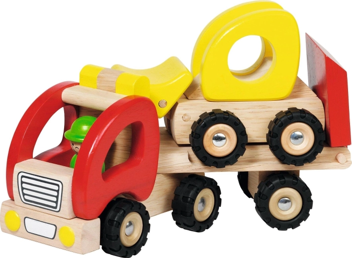 Puidust veoauto madelhaagise ja rataslaaduriga Goki - 1 tk