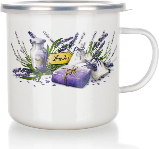 Emailitud kruus kaanega Lavender 0,7 l