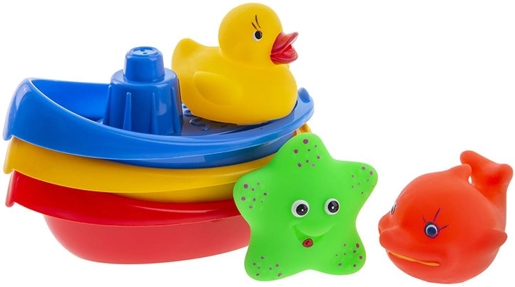 Bath boats with little animals, set of 6