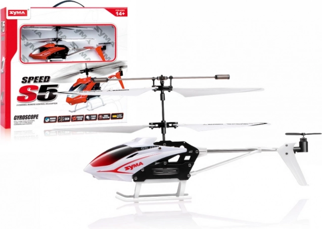 Valge kaugjuhtimispuldiga helikopter Syma S5
