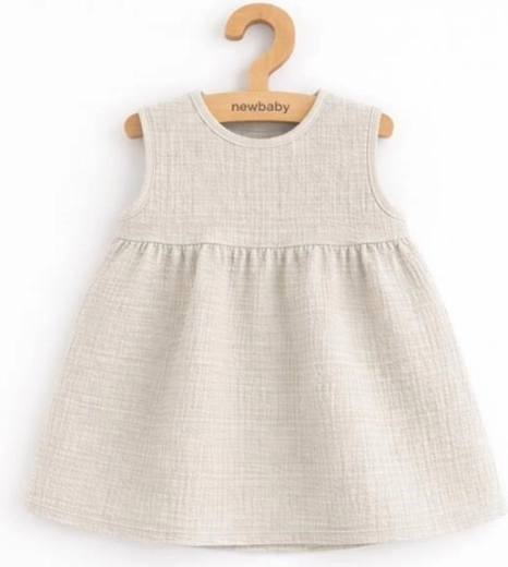 New Baby Ella Children's Muslin Dress, linen look, size 80 (9–12 months)