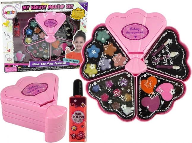 Roosa merekarbi-kujuline kosmeetikakomplekt