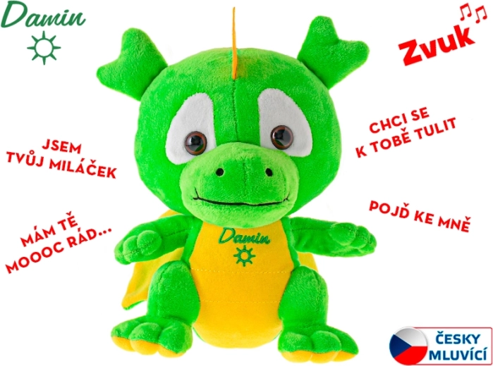 Plüüsist draakon Damin, eesti keeles rääkiv, 19 cm