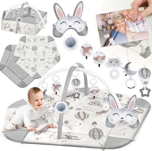 Nukido Retro interactive educational play mat with play gym, balloons, king size