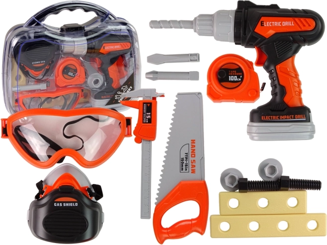 Tool Set with Electric Drill and Safety Glasses