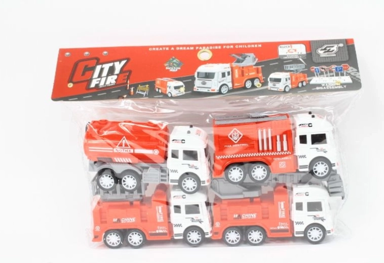 Set of 4 Fire Truck Toy Cars