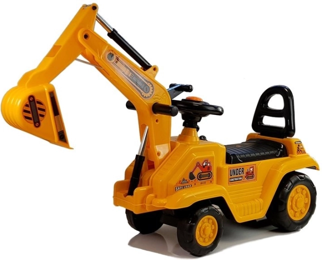 Children’s ride-on excavator with movable arm and potty