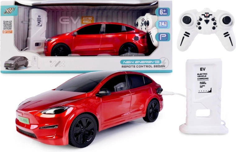 RC car with charging station – red