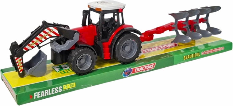 Tractor with plow and front loader – toy for children from 3 years
