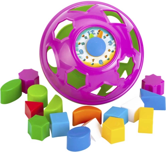Baby UFO-kujundis sorteerimismänguasi kellaga 17 cm (16 kujundit)