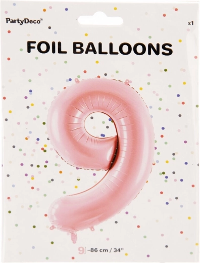Roosa fooliumõhupall number 9, 86 cm