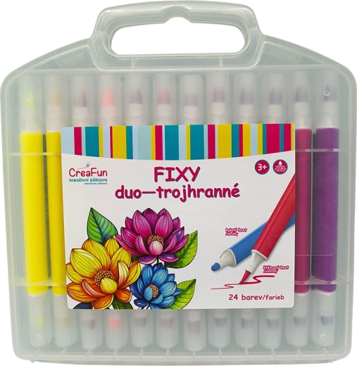 CreaFun Duo kolmnurksed viltpliiatsid, 24 värvi