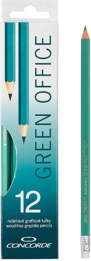 Concorde Green Office Graphite Pencils with Eraser HB, 12 pcs
