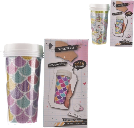 Plastpudel teemantmaalimise motiiviga