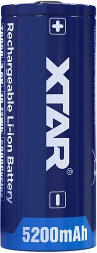 Laetav li-ioonaku XTAR 26650 5200 mAh 3,6 V (button top)