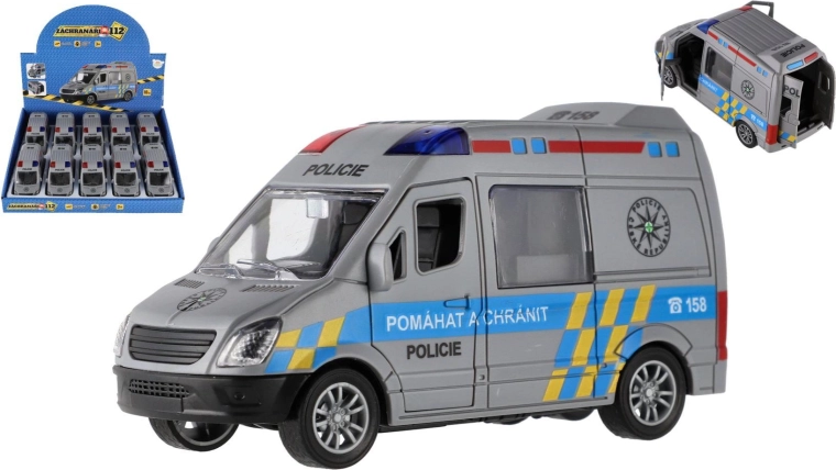 Plastist politseiauto 12 cm inertsmehhanismiga, 10 tk karbis