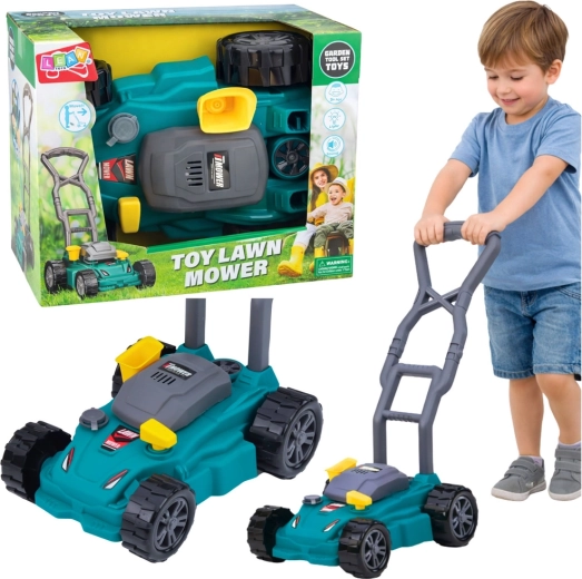 Laste aiatõukemuru niiduk tulede ja helidega – türkiissinine