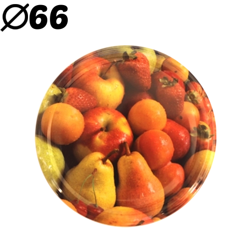 Metal canning lids with fruit motif 66 mm
