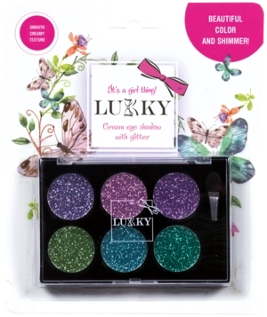 Lukky Creamy Eyeshadows with Glitter and Brush, 6 Colors