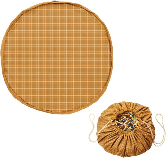 Play&Go noomad original orgaaniline mängutekk ja mänguasjakott 2-ühes grid mustard
