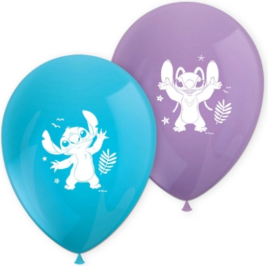 Latex balloons DISNEY Stitch and Angel 28 cm, set of 8 pcs