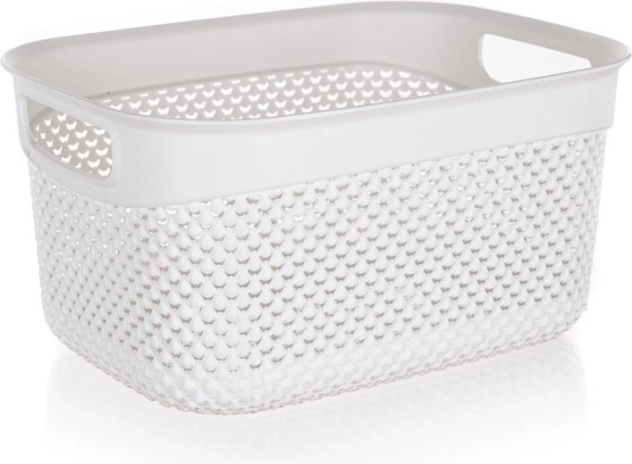 Rotangiefektiga plastkorv 6,6 l valge 29 × 21,5 × 15 cm