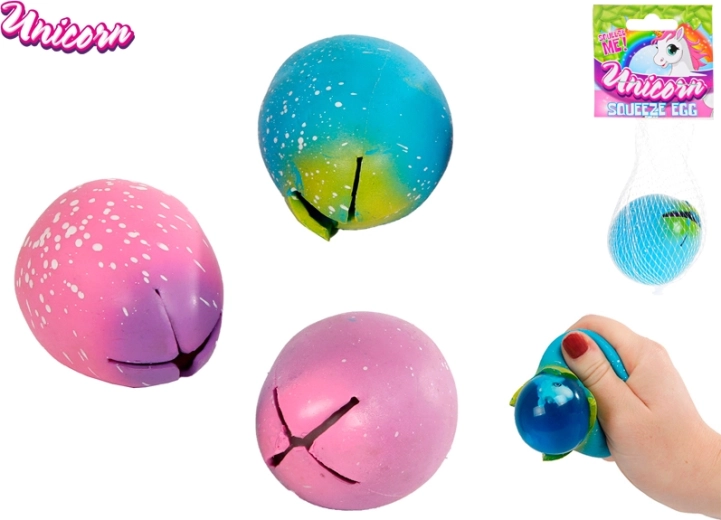 Unicorn squeezable anti-stress egg with unicorn