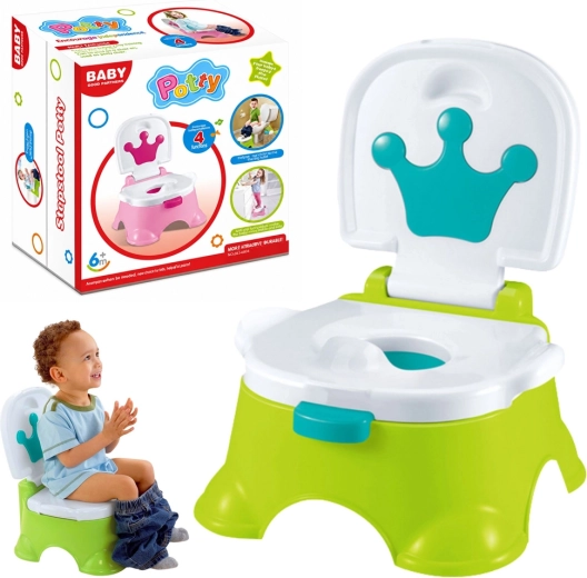 Interactive musical potty 5-in-1 green with a blue crown