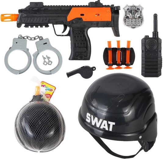 Laste politseikomplekt SWAT automaadi, kiivri ja tarvikutega