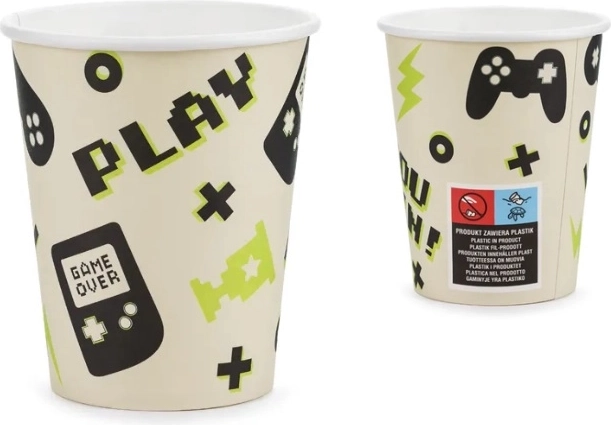 Gamer paper cups 220 ml – mixed designs