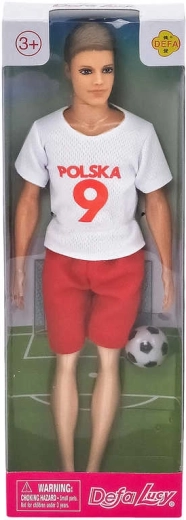 Defa Lucy doll footballer in Poland jersey with ball 30 cm - 1 piece