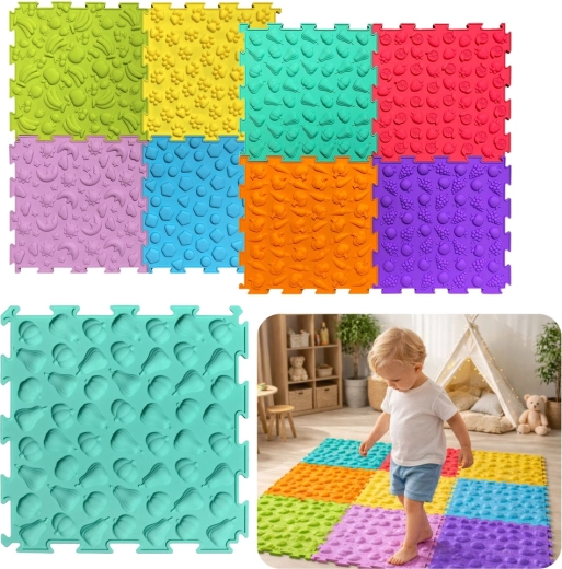 Sensoorsed puslematid – värvilised tekstuuriga plaadid 24,5 cm, komplekt 10 tk