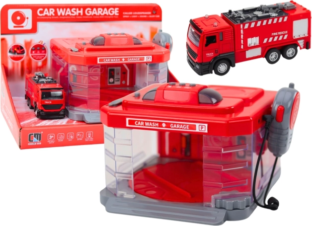 Tuletõrjeautode pesula koos raadiosaatja, tulede, helide ja veefektiga