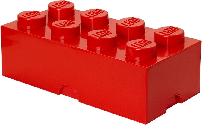 LEGO kuubikujuline hoiukast, 8 nupukest, punane