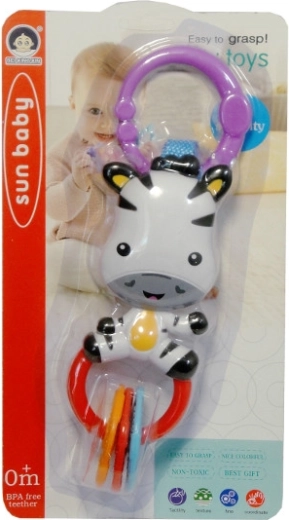 Hanging zebra rattle for babies