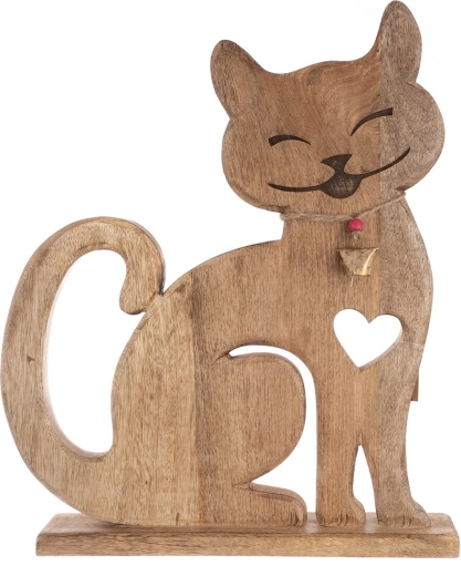 Wooden decoration Cat with a bell
