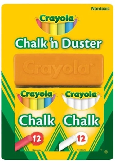 Crayola white and colored chalk with eraser