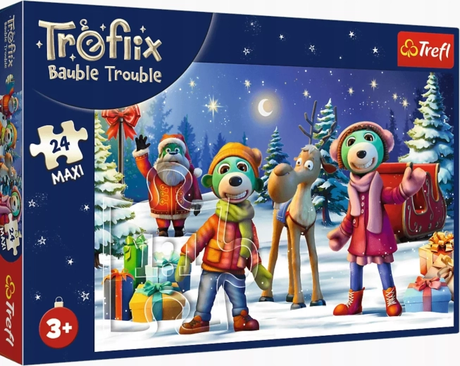 Trefl Puzzle – The Treflik Family: Building a Snowman, 24 Pieces