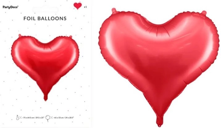 Red heart-shaped foil balloon 75 × 64.5 cm