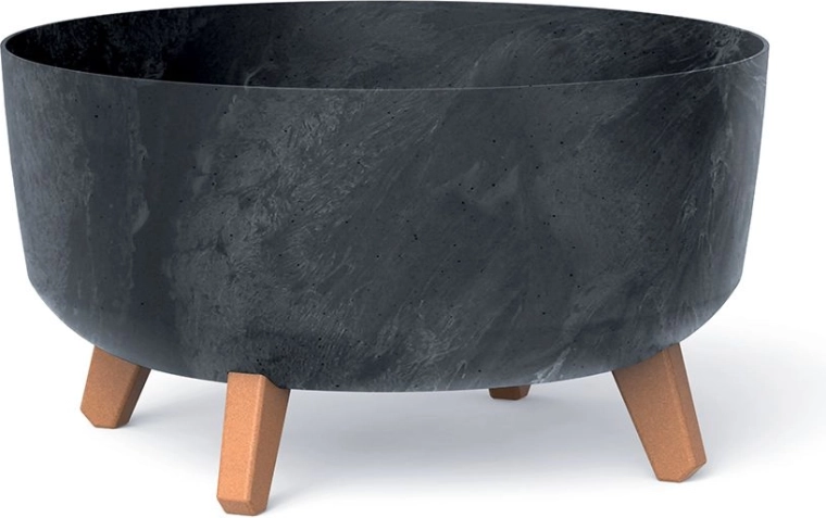 Betooniefektiga lillepott jalgadel, antratsiit, läbimõõt 38 cm