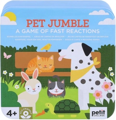 Petit Collage quick-reaction card game Pets in a Tin